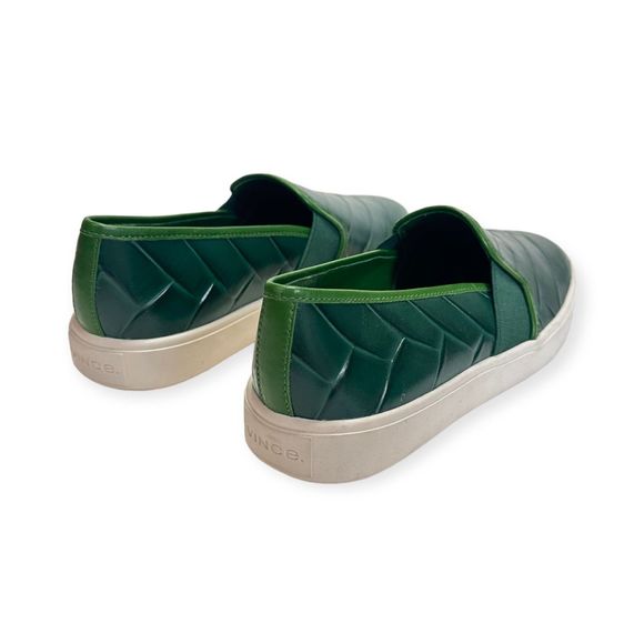 VINCE "Blair" Woven Embossed Dark Green Slip On Sneakers, Size 6 - Picture 4 of 5
